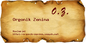 Orgonik Zenina névjegykártya